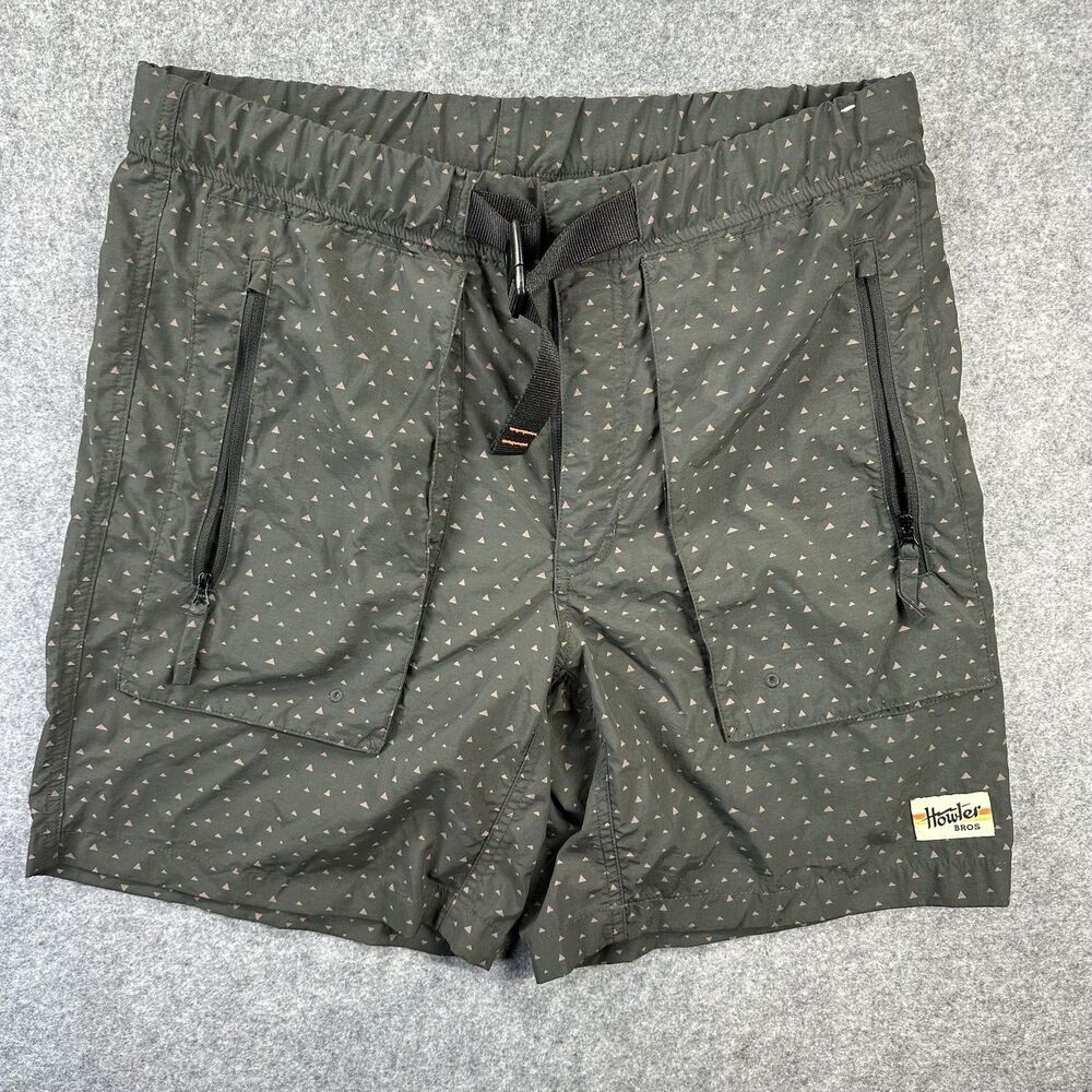 Howler Bros Swim Trunks Mens 35 Green Geometric Triangle Print Quick Dry